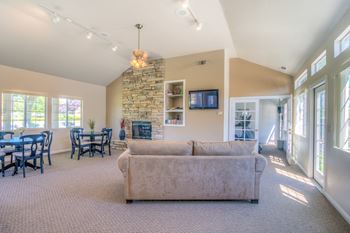 Large clubhouse with entertainer's kitchen and fireplace